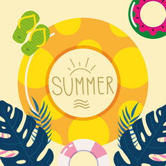 Wall Mural - summer word, float ring