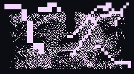 Aufkleber - Pixel art illustration of a glitchy computer screen. Abstract geometric retro background.