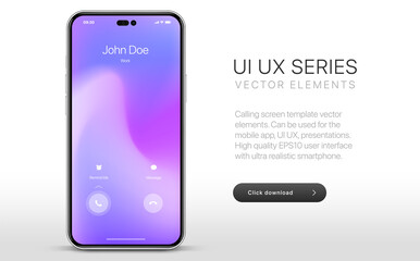 Poster - Voice call screen. Mockup incoming call, voicemail screen, smartphone interface vector UI UX template for application. New Call screen template. Mobile app display template. Vector illustration.
