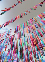 Wall Mural - traditional mexican colorful ribbons in the sky