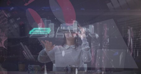 Poster - Animation of data processing over women using vr headset