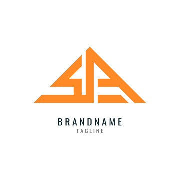 Logo Design Combination of Letters S, J And A With Triangle Concept