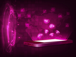 Poster - 2d illustration Abstract futuristic electronic circuit technology background