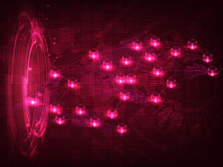 Poster - 2d illustration Abstract futuristic electronic circuit technology background