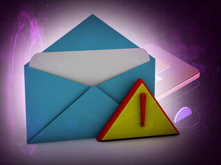 Poster - Alert email message concept Exclamation mark in  envelope isolated , 3D rendering