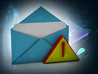 Poster - Alert email message concept Exclamation mark in  envelope isolated , 3D rendering