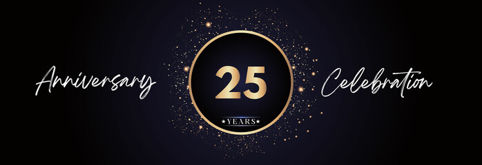 Wall Mural - 25th years anniversary celebration for brochure, banner, happy birthday, wedding, greetings, ceremony, graduation, invitation card. 25 Year Anniversary Template Design Vector.