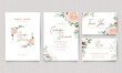 Elegant set of wedding invitation templates set with watercolor floral
