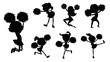 Cheerleaders with pomp proms Silhouettes Vector
