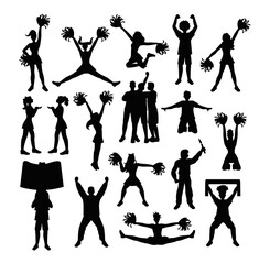 Poster - Cheerleader supporter team sport club Silhouettes