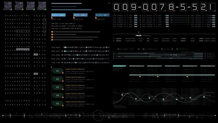 Poster - Futuristic hi-tech user interface head up display elements with digital data information display for background computer desktop screen