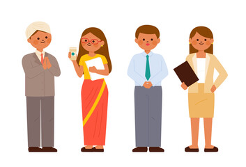 Asian business characters in various fashion styles. flat design style vector illustration.