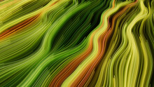 Abstract Neon Lights Background With Green, Yellow And Orange Swirls. 3D Render.