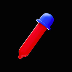 Poster - Red And Blue Dropper 3D Icon On Black Background.