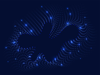 Sticker - Abstract Dotted Motion Blue Background With Lights Effect.