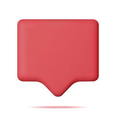 Poster - 3d red blank speech bubble isolated on white. rendering chat balloon pin. notification shape mockup.