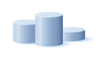 Poster - 3D Grey Cylinder Podium Isolated. Stage for Product Presentation with Shadow. Empty Stage Round Podium. Minimal White Scene. Pedestal 3D Platform. Realistic Vector Illustration