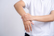 © PBXStudio - Guy has wrist injury or inflammation of chronic arthritis