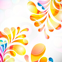 Aufkleber - Abstract colorful paisley arc-drop pattern on a white background. Transparent colorful drops and circles design card.  Vector illustration.