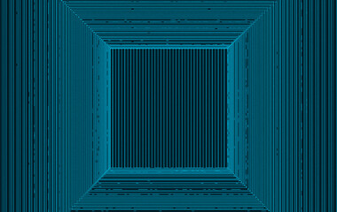 Poster - 3d rendering. dark blue tone lines art in sqaure shape pattern wall background.