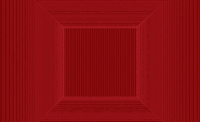 Poster - 3d rendering. Red tone lines art in sqaure shape pattern wall background.