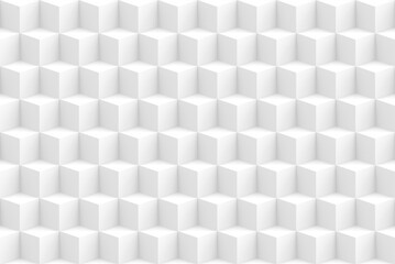 Poster - 3d rendering. seamless abstract white square shape cubes box wall background.
