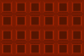 Poster - 3d rendering. modern seamless red square grid art tile pattern design wall texture background.
