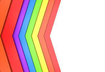 Poster - 3d rendering.Lgbt rainbow color arrow pattern flag design on white wall background.