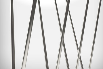 Poster - 3d rendering. Abstract slim long steel pipes art background.