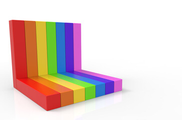 Poster - 3d rendering. alternate rainbow colorful lgbt stage bars on gray background.
