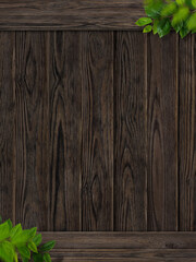 Wall Mural - Background material that combines wooden boards and leaves