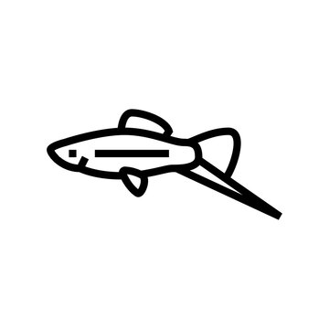 swordtail fish line icon vector. swordtail fish sign. isolated contour symbol black illustration