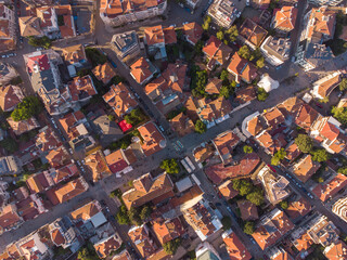 Wall Mural - aerial view of the beautiful city of Burgas at sunset, Bulgaria