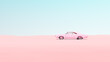 © paul - Pink Vintage Muscle Car Desert Sand Blue Sky Sunny Road Trip Rest Break Isolated Driving Pastel Serene Tranquillity 3d illustration render