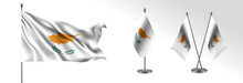 Set Of Cyprus Waving Flag On Isolated Background Vector Illustration