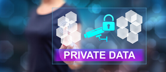 Woman touching a private data concept