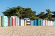 Ile d’Oléron (Charente-Maritime, France), cabines de plage traditionnelles sur la plage de La Boirie