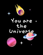 Black Pink And Yellow Illustrated Creative You Are Universe Sweatshirt