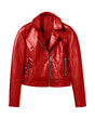 Red woman leather jacket isolated on white