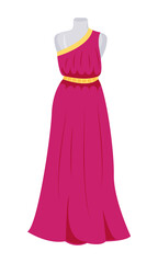 Poster - Mannequin body with evening gown semi flat color vector object. Selling elegant formal dress. Full sized item on white. Simple cartoon style illustration for web graphic design and animation