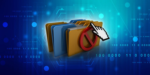 Poster - 3d rendering folder documents with stop sign and handcursor

