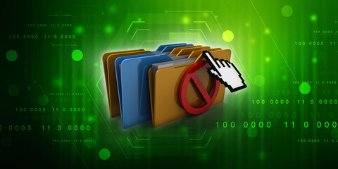 Poster - 3d rendering folder documents with stop sign and handcursor

