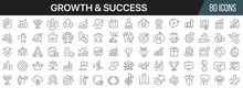 Growth And Success Line Icons Collection. Big UI Icon Set In A Flat Design. Thin Outline Icons Pack. Vector Illustration EPS10