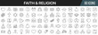 Religion and faith line icons collection. Big UI icon set in a flat design. Thin outline icons pack. Vector illustration EPS10