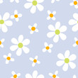 vector daisy flowers seamless pattern blue yellow chamomile wallpaper vinrage design