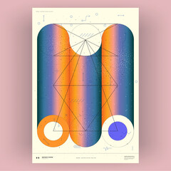 Abstract poster. Vector trendy illustrations of geometric shapes. Memphis and Bauhaus style designs. Modern painting for interior.
