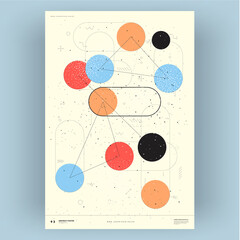 Abstract poster. Vector trendy illustrations of geometric shapes. Memphis and Bauhaus style designs. Modern painting for interior.