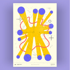 Abstract poster. Vector trendy illustrations of geometric shapes. Memphis and Bauhaus style designs. Modern painting for interior.