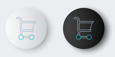 Sticker - Line Shopping cart icon isolated on grey background. Online buying concept. Delivery service sign. Supermarket basket symbol. Colorful outline concept. Vector