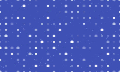 Poster - Seamless background pattern of evenly spaced white first aid symbols of different sizes and opacity. Vector illustration on indigo background with stars